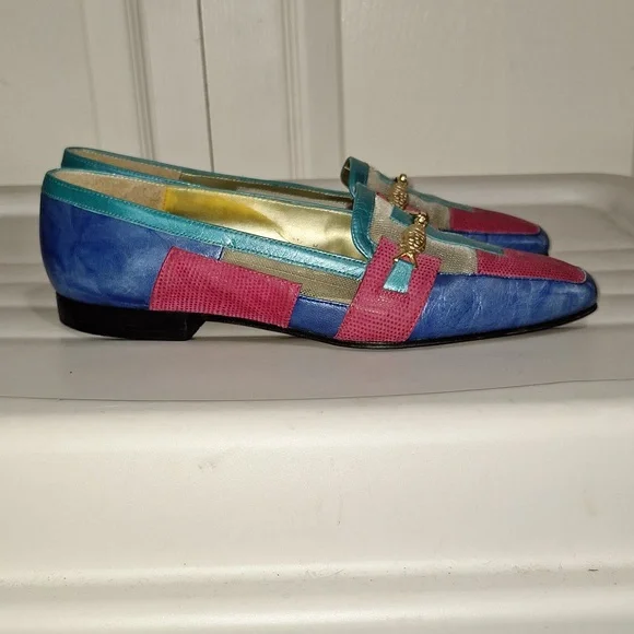 Margaret J patchwork leather slip-on flats gold fish accents - 7 ½ - Picture 5 of 8